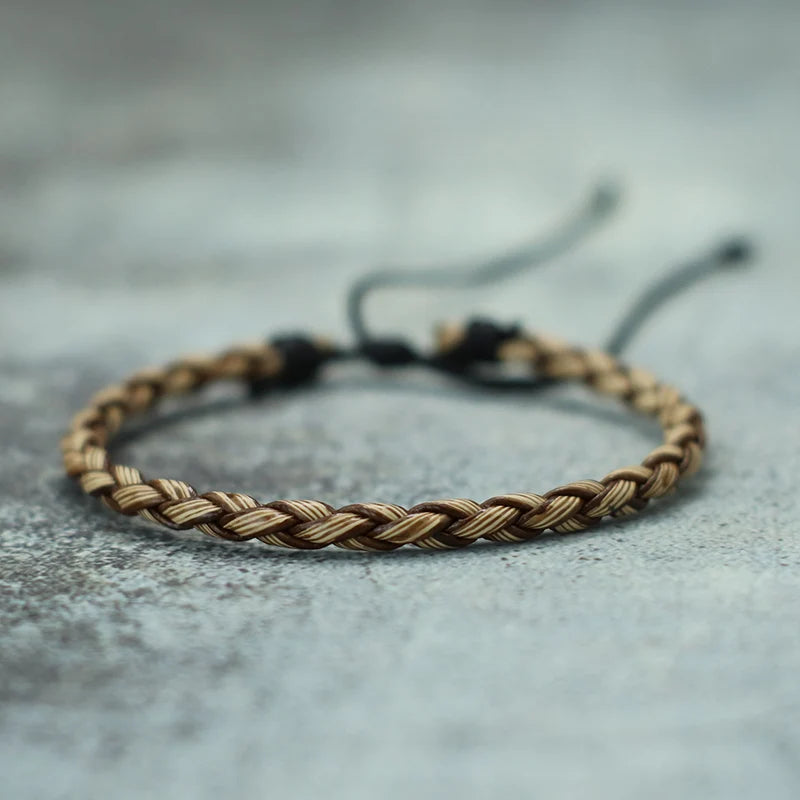 Simple Style Handmade Genuine Leather Bracelet Men Adjustable Wax Rope Leisure Accessories Gift For Him  Pulseiras Masculina