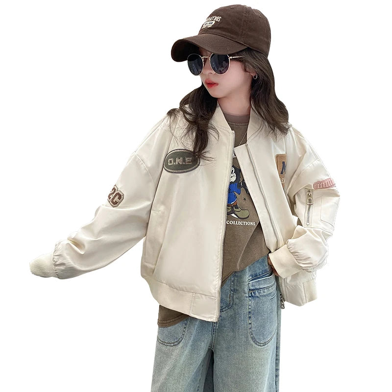 Casual Teenage Girls Baseball Jackets 4-14  junior kids Clothes Children Sports Outerwear Coat Spring Autumn Fashion Boys Jacket