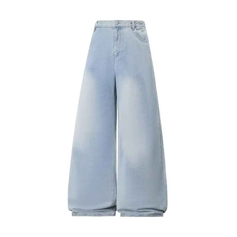 Men's Trendy High Waist Oversized Wide Leg Flared Denim Pants 2026 Extra Long Floor Dragging Loose Fit Streetwear Jeans