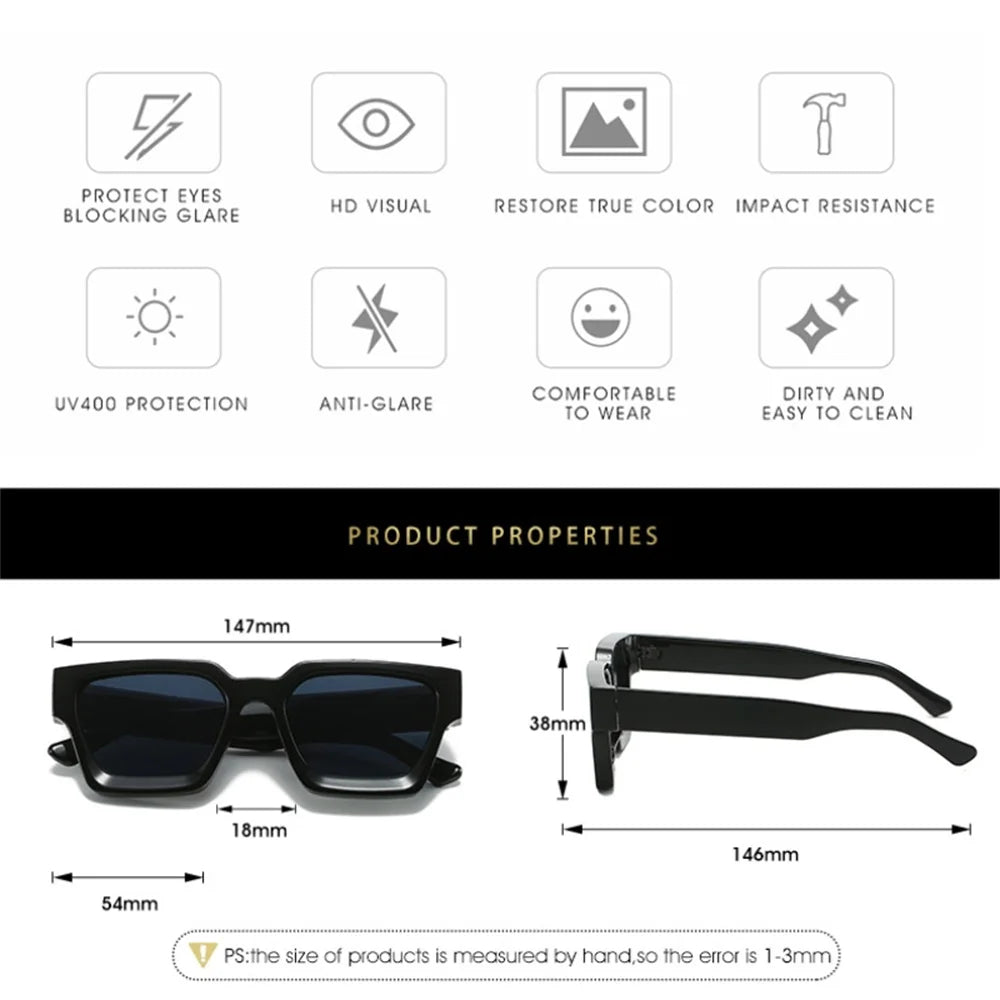KLASSNUM Men Square Frame Sunglasses 2025 Luxury Brand Designer Sun Glasses Retro Trendy Shades UV400 Unisex Women Glasses New