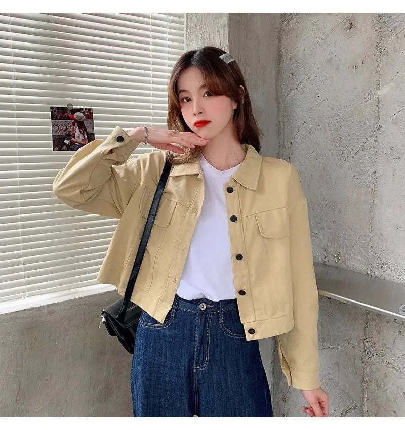 Short Casual Jacket for Women 2025 Spring and Autumn New Korean Casual Thin Jacket Loose Versatile Long-sleeved Top