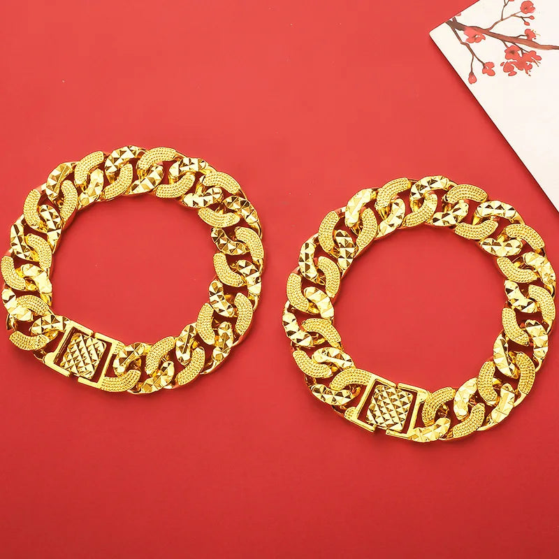 Forever Not Fade 24K Gold Filled Jewelry Bracelets for Men Women Pulseira Feminina Bizuteria Joyas Wedding Fine Bracelets