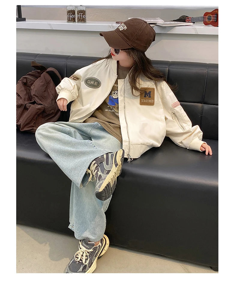 Casual Teenage Girls Baseball Jackets 4-14  junior kids Clothes Children Sports Outerwear Coat Spring Autumn Fashion Boys Jacket