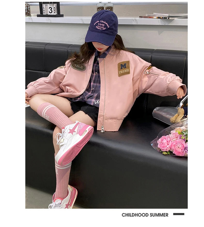 Casual Teenage Girls Baseball Jackets 4-14  junior kids Clothes Children Sports Outerwear Coat Spring Autumn Fashion Boys Jacket