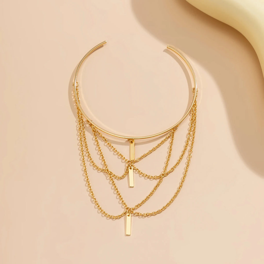 PuRui Gold Color Open Upper Arm Bracelet Women's Jewelry Rectangle Stick Charm Tassel Arm Bangle Party Summer Accessories New