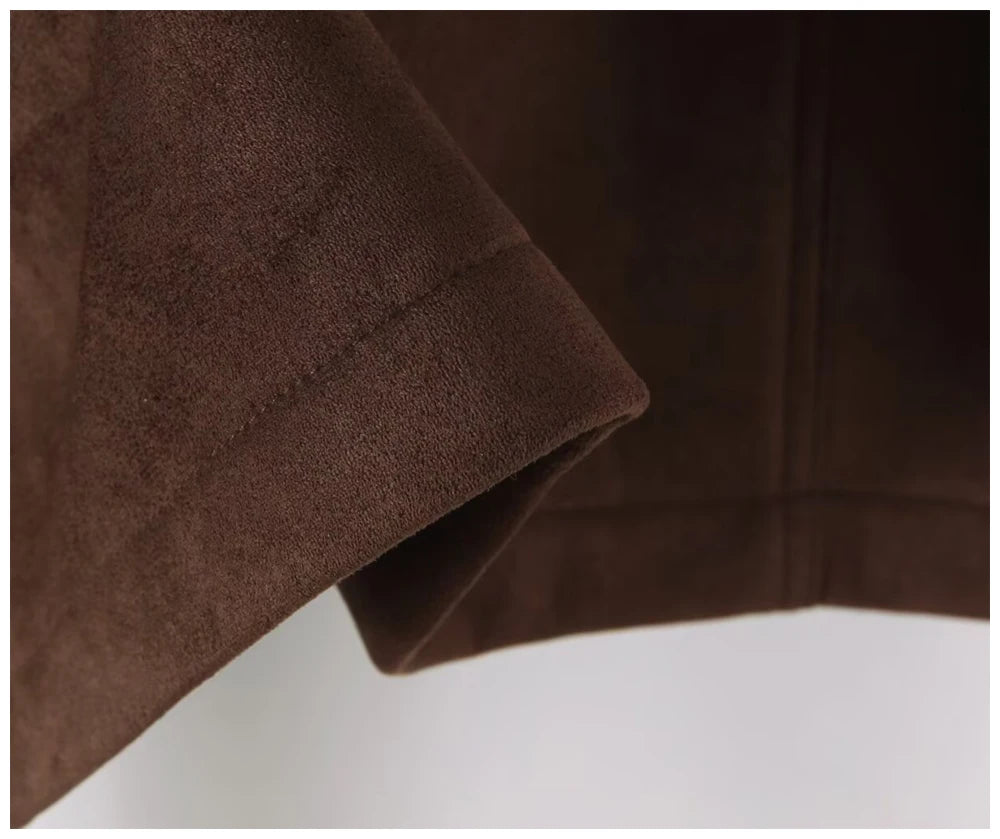 Womens Suede Look Blazer Jacket With Belted Waist And Single Button Casual And Commuter Fashion Jacket Woman Clothes Tops