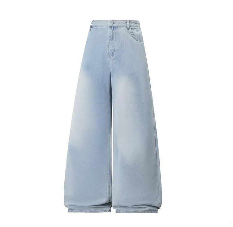 Men's Trendy High Waist Oversized Wide Leg Flared Denim Pants 2026 Extra Long Floor Dragging Loose Fit Streetwear Jeans
