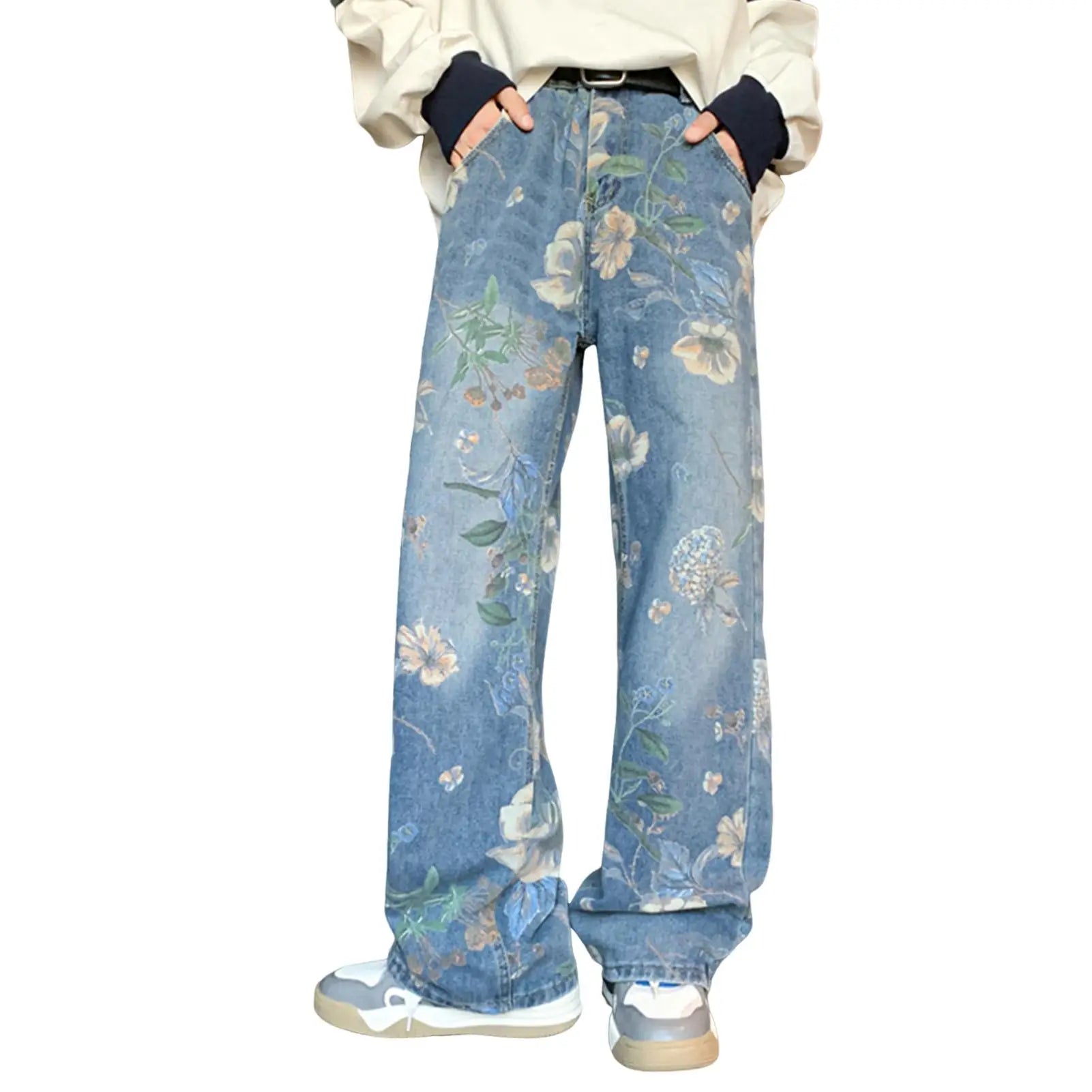 Wide Leg Cargo Pants 2023 Streetwear Baggy men Jeans Spring Autumn Men Korean Fashion Loose Straight Male Brand Clothing Black