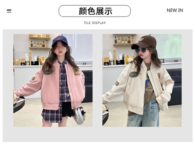 Casual Teenage Girls Baseball Jackets 4-14  junior kids Clothes Children Sports Outerwear Coat Spring Autumn Fashion Boys Jacket