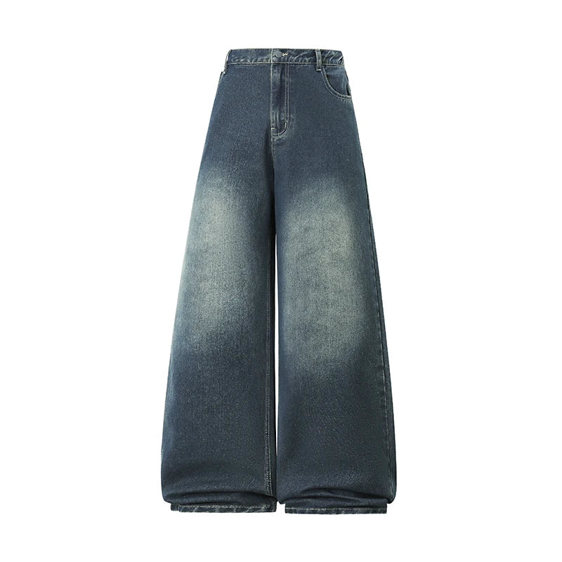 Men's Trendy High Waist Oversized Wide Leg Flared Denim Pants 2026 Extra Long Floor Dragging Loose Fit Streetwear Jeans