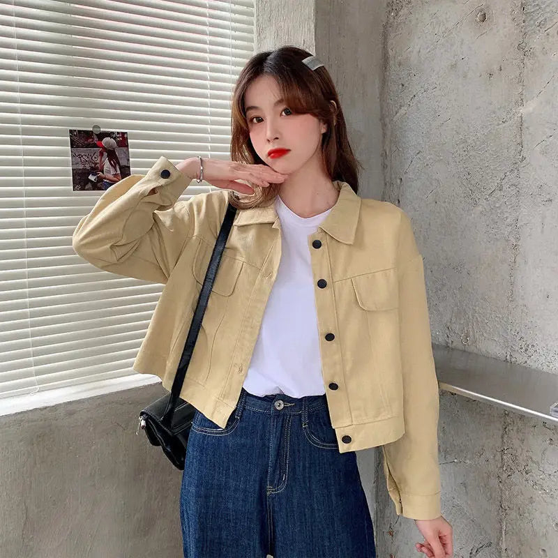 Short Casual Jacket for Women 2025 Spring and Autumn New Korean Casual Thin Jacket Loose Versatile Long-sleeved Top