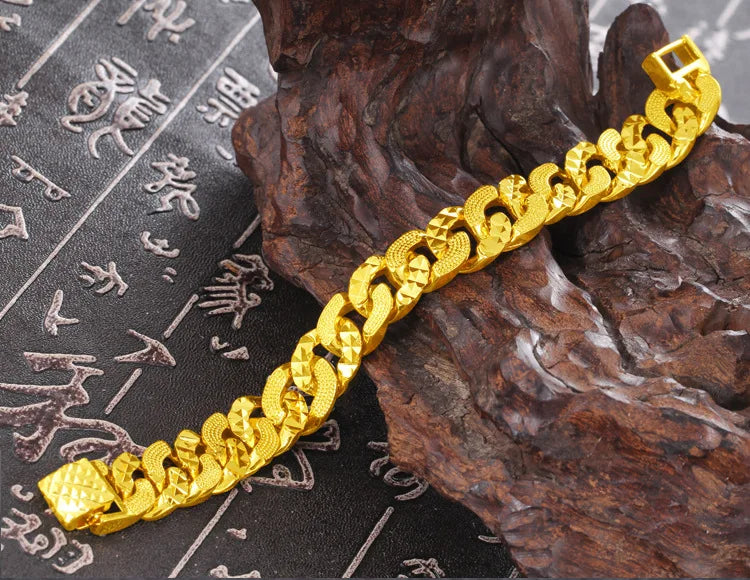 Forever Not Fade 24K Gold Filled Jewelry Bracelets for Men Women Pulseira Feminina Bizuteria Joyas Wedding Fine Bracelets