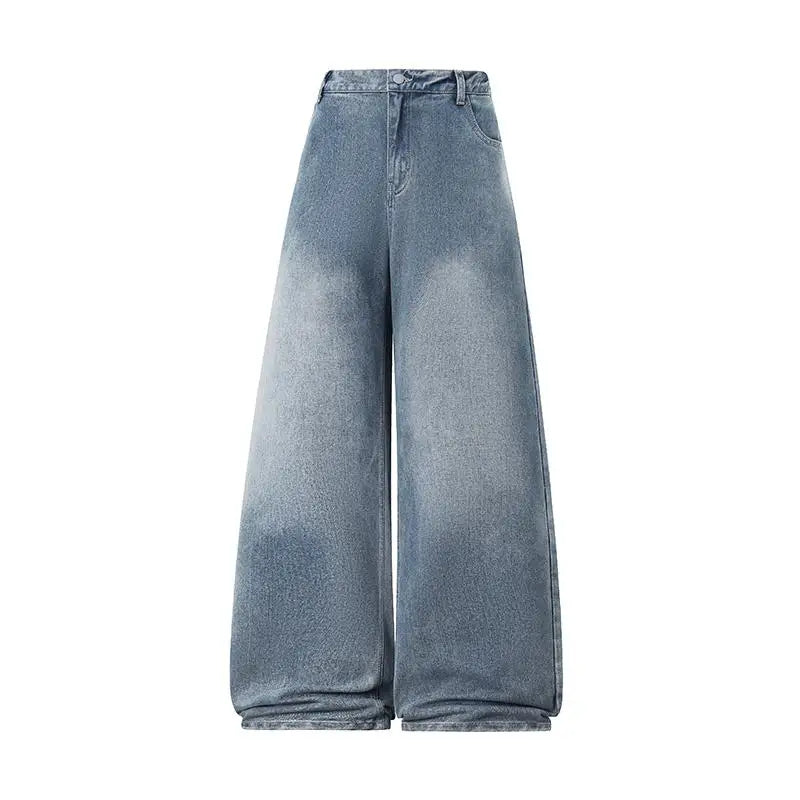 Men's Trendy High Waist Oversized Wide Leg Flared Denim Pants 2026 Extra Long Floor Dragging Loose Fit Streetwear Jeans