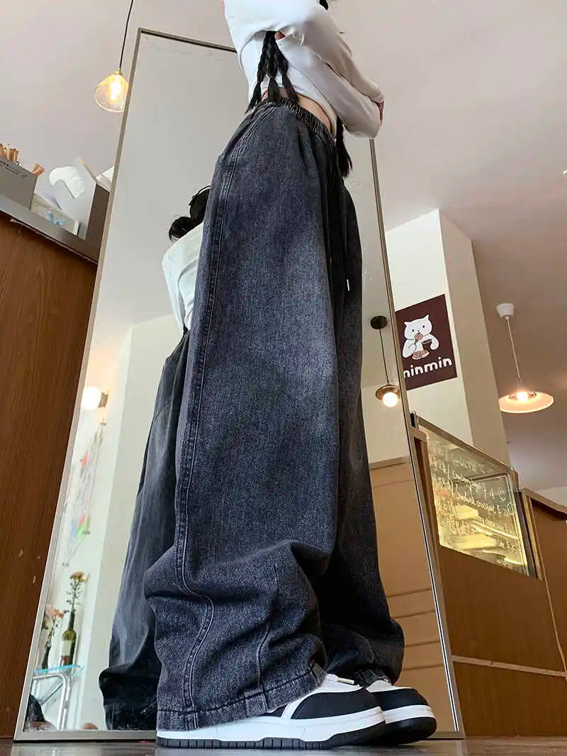 Waed Vintage Wide Leg Jeans Loose Fit Straight Cut Denim Trousers for Men And Women Spring Autumn Casual Wear Long Pants