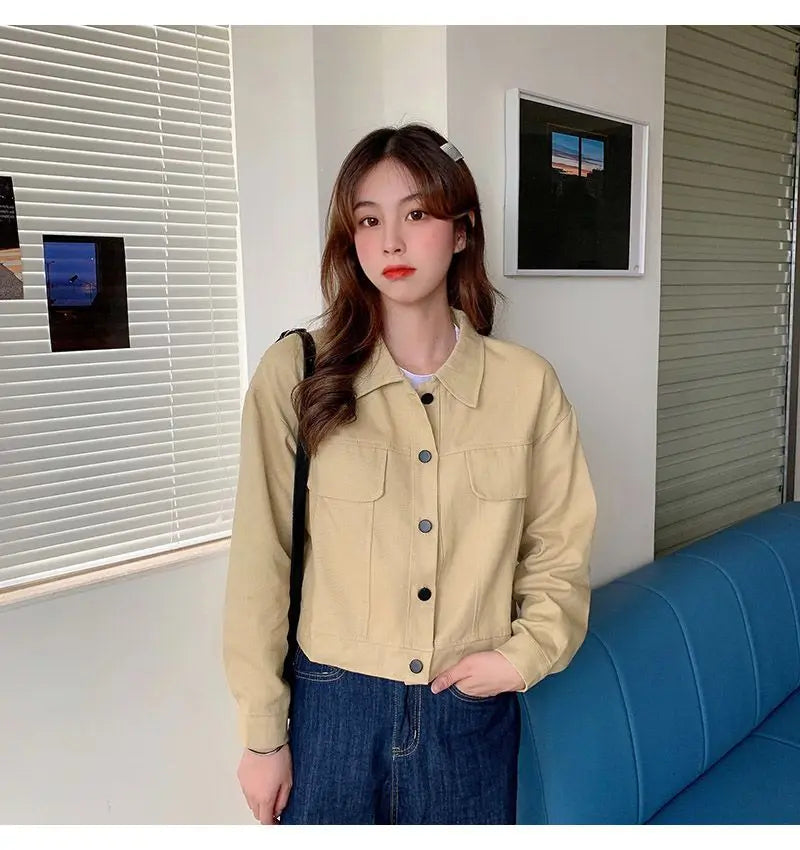 Short Casual Jacket for Women 2025 Spring and Autumn New Korean Casual Thin Jacket Loose Versatile Long-sleeved Top