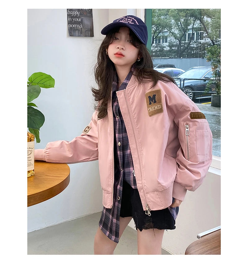 Casual Teenage Girls Baseball Jackets 4-14  junior kids Clothes Children Sports Outerwear Coat Spring Autumn Fashion Boys Jacket