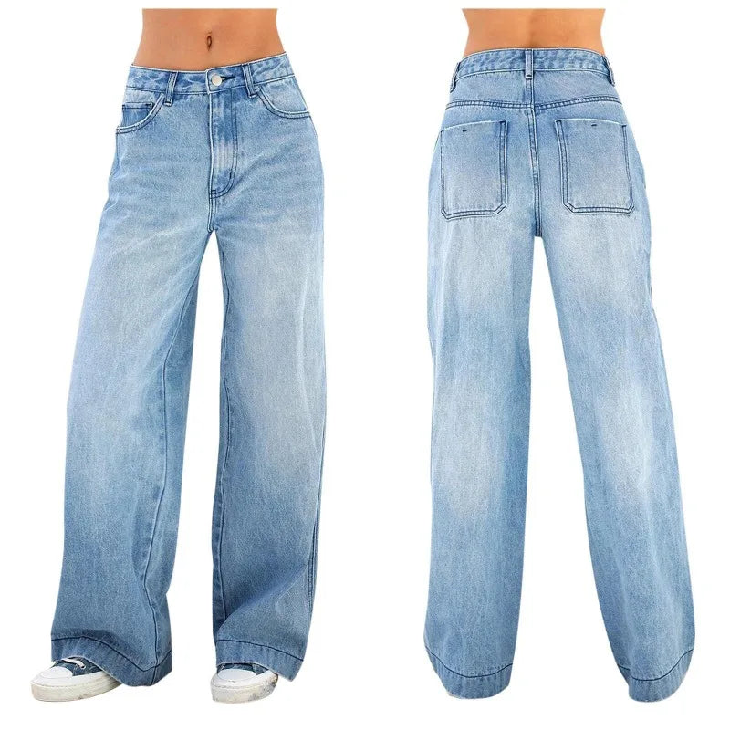 Womens High Waist Loose Wide Leg Jeans Mopping Jeans