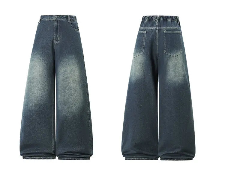 Men's Trendy High Waist Oversized Wide Leg Flared Denim Pants 2026 Extra Long Floor Dragging Loose Fit Streetwear Jeans