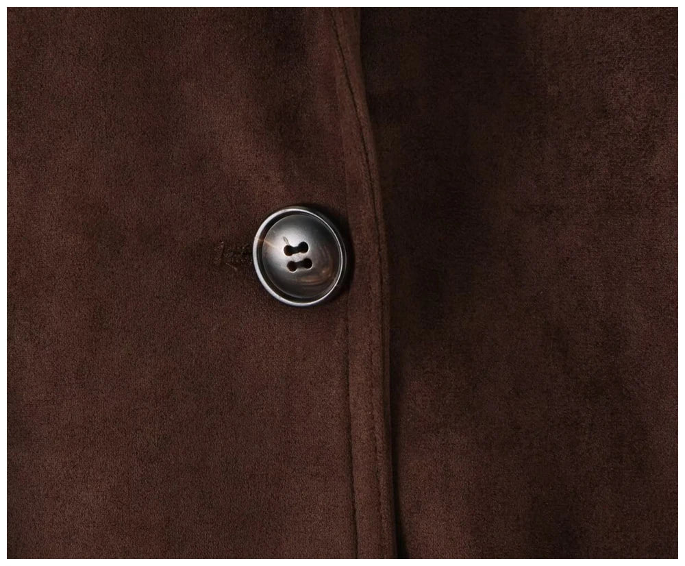 Womens Suede Look Blazer Jacket With Belted Waist And Single Button Casual And Commuter Fashion Jacket Woman Clothes Tops