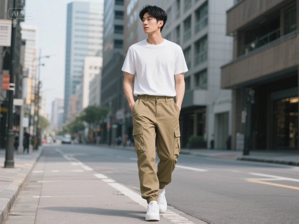 Calça cargo de ajuste relaxado com cordão, calça esportiva de sarja para caminhadas ao ar livre,Calça jogger casual masculina5XL