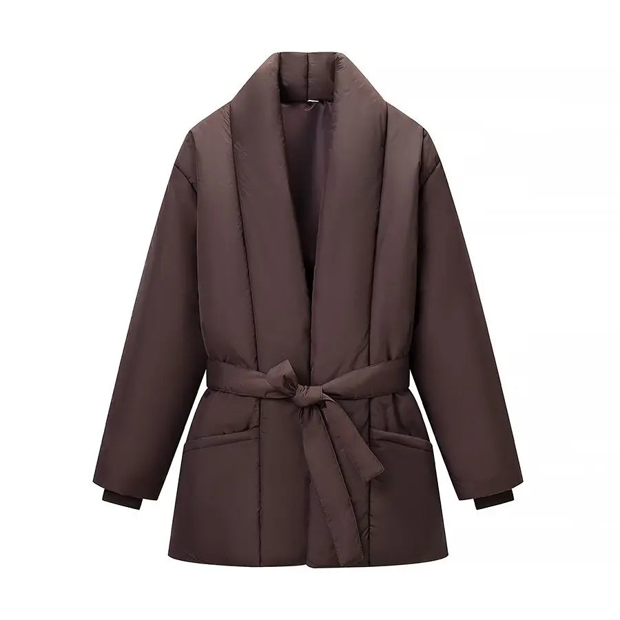 2026 New Year Parker Coats For Women New Chic Long Sleeves With Belt Jackets Women Elegant Waterproof Warmth Leisure Black Coats