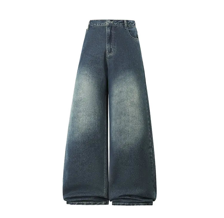 Men's Trendy High Waist Oversized Wide Leg Flared Denim Pants 2026 Extra Long Floor Dragging Loose Fit Streetwear Jeans