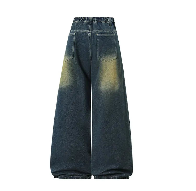 Men's Trendy High Waist Oversized Wide Leg Flared Denim Pants 2026 Extra Long Floor Dragging Loose Fit Streetwear Jeans