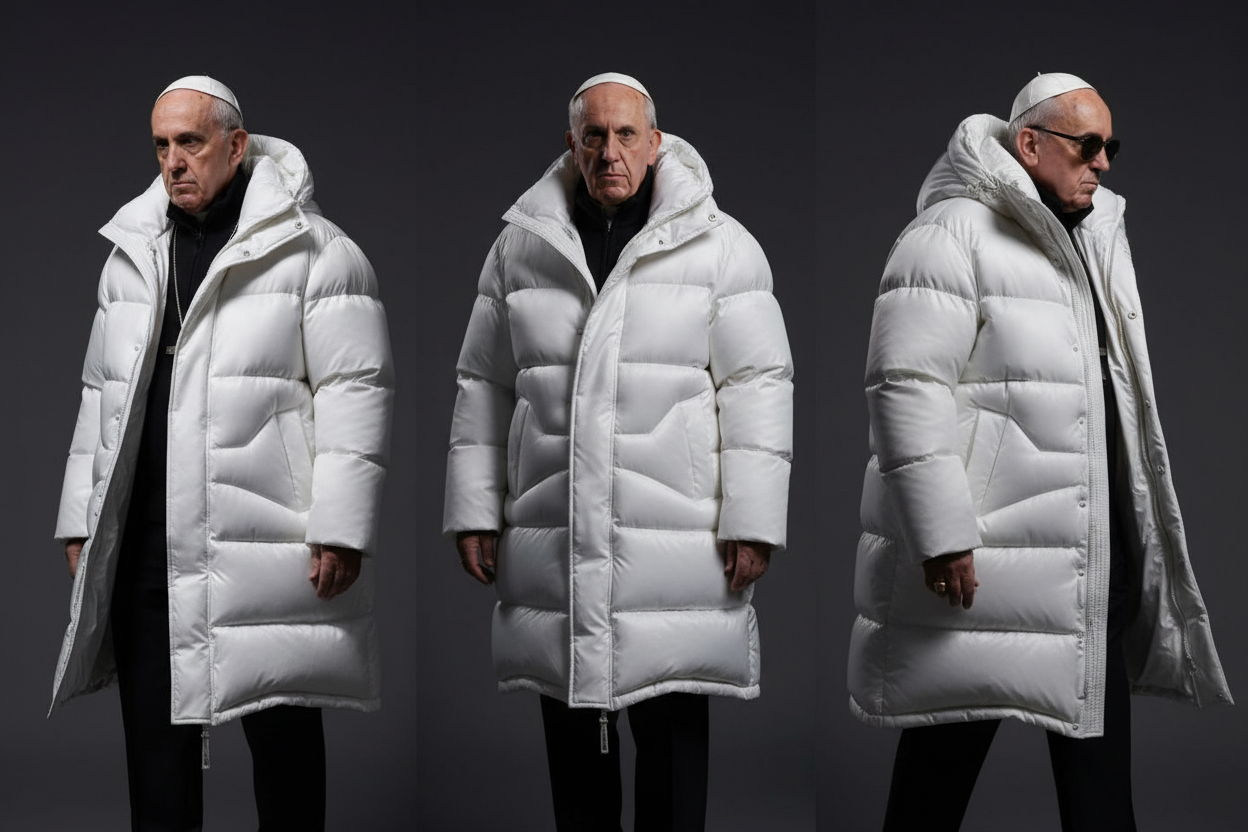 Imagem de alta qualidade - três poses do casaco branco